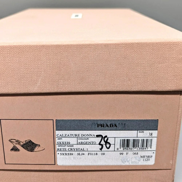 Miu Miu Women's Embellished Slide Heel Sandals Argento Size 38 (MSRP $1,200) - Picture 11 of 11